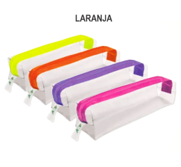 ESTOJO ESCOLAR CRISTAL C/ZIPER 21974 LARANJA