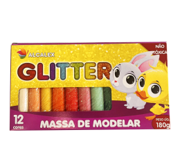 MASSINHA DE MODELAR C/GLITTER 180GR 12 CORES 206