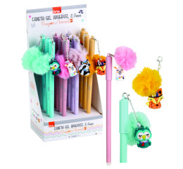 CANETA ESFER.GEL APAGAV.POMPOM ANIM DP C/12 CA0237