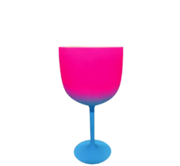 TAÇA GIN 575ML BICOLOR PE AZUL BORDA ROSA
