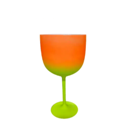 TAÇA GIN 575ML BICOLOR PE AM.BORDA LARANJA