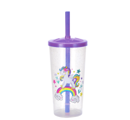 COPO PLAST.ARANHA C/CANUDO 600ML 9796