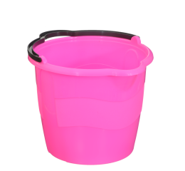 BALDE PLASTICO 6LTS C/PEGA ROSA NEON C/12 116