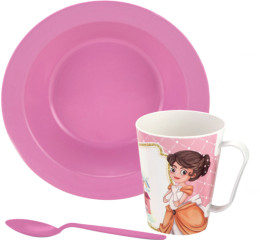 KIT INFANTIL LABEL CANECA+PRATO+COLHER FEM.