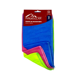 CONJ.DE PANOS MICROFIBRA C/VIES 30X30CM C/3P&Ccedil; MR21