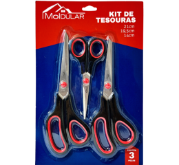 KIT DE TESOURAS C/3P&Ccedil;S 21CM/19,5CM/14CM MR43&cent;