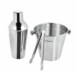 KIT BAR INOX C/3P BALDE+COQUETELEIRA+PEGADOR MR164