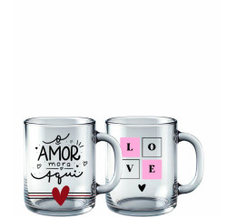 CANECA DE VIDRO RETA AMOR SORT. 350ML MR231