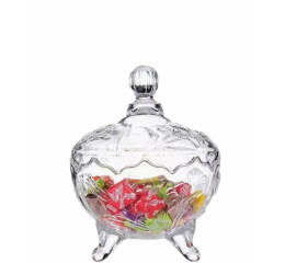 BOMBONIERE DE VIDRO C/PE E TAMPA 18CM MR188