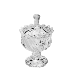 POTICHE DE VIDRO ESPIRAL C/PE E TAMPA 14,7CM MR190