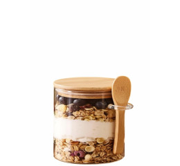 POTE DE VID.BORIS.500ML 8,8CM C/TP BAMBU+COL.MR213