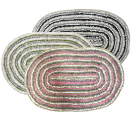 TAPETE ALGODAO OVAL LISTRADO CORES 40X60 MR218