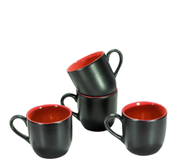 CONJ.DE XICARAS CERAM.BLACK COL.150ML C/4PC CM110