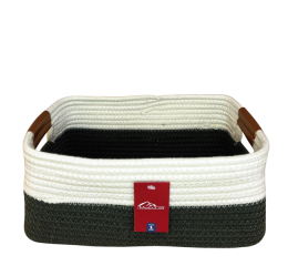 CESTO RET.ALGODAO C/ALCA COURO 23X15X11,5CM MR233A