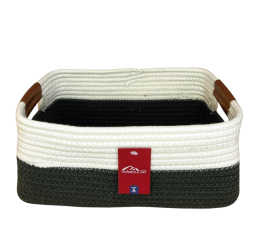 CESTO RET.ALGODAO C/ALCA COURO 26X18X13CM MR233B