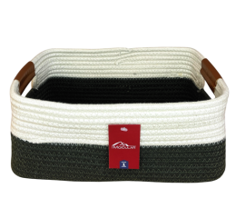 CESTO RET.ALGODAO C/ALCA COURO 32X22X15CM MR233C