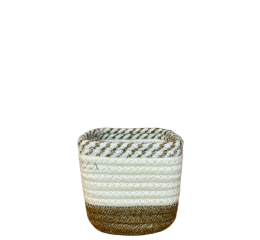 CESTO QUAD.ALGODAO E JUTA 11X11X11CM MR238A
