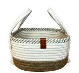 CESTO QUAD.ALGODAO E JUTA C/AL&Ccedil;A 26X26X16CM MR238C