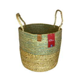 CESTO C/ALCA DE JUTA TRANCADA 23X22CM MR239B