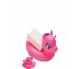 SABONETEIRA UNICORNIO COM FILHOTE VINIL 16CM 1064
