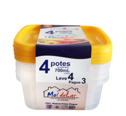 CONJ.POTES QUAD.700ML LV4 PG3 4107 C/12