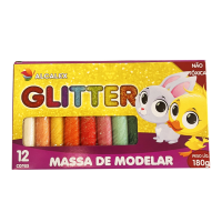 MASSINHA DE MODELAR C/GLITTER 180GR 12 CORES 206