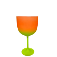 TAÇA GIN 575ML BICOLOR PE AM.BORDA LARANJA