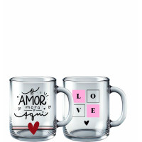 CANECA DE VIDRO RETA AMOR SORT. 350ML MR231