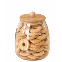 POTE DE VID.BORO.900ML 13,5CM C/TPA BAMBU MR208