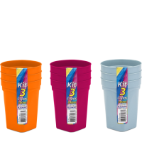 CONJ.DE COPOS PLASTICO 300ML C/3PÇS 163