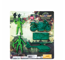 KIT MILITAR 2 BONECOS+3 VEICULOS 28CM XIS0518