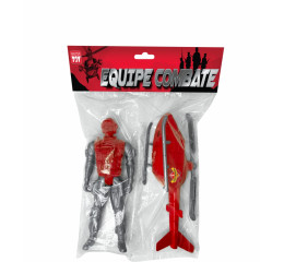 EQUIPE COMBATE BONECO+HELICOPTERO 33CM XIS823